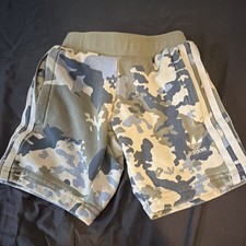 Adidas Boys 4t Camo 3-stripe Athletic Shorts Fleece Cotton Drawstring