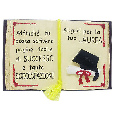 Laurea Libro Aperto Da Appoggio In Resina Auguri Per La Tua Laurea Dim 14 5x9 5 Ebay