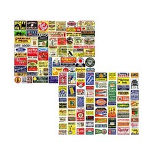 Model Train Signs, Multi-Scale, Railroad City Scenery, Pack of 2 STICKER SHEETS