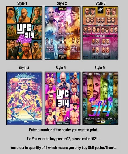 NEW! UFC 314 Miami Volkanovski vs Lopes April 2025 Poster, 2025 NEW - Wall Decor