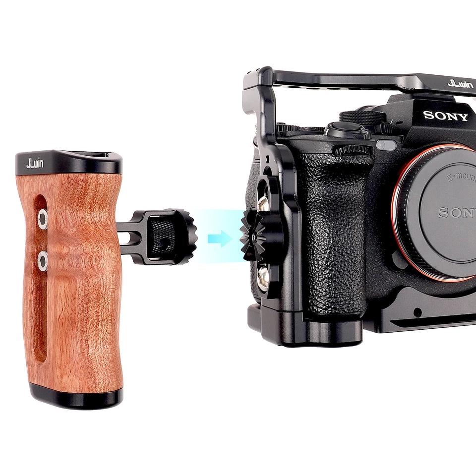 Upgraded Holz Seitengriff Griff w / QR kalten Schuh für DSLR Kamera Käfig - Bild 4 von 4