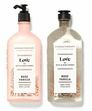 BATH AND BODY WORKS AROMATHERAPY LOVE ROSE VANILLA BODY LOTION  WASH SET OF 2 