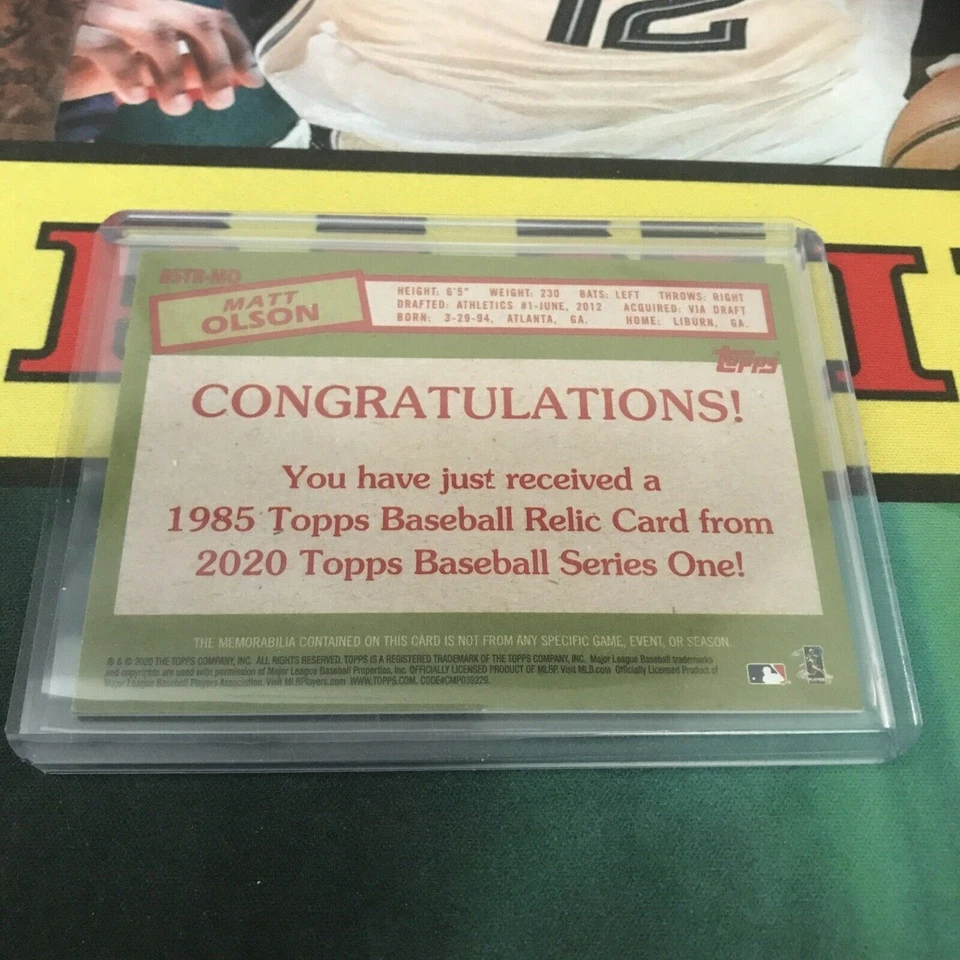 Topps Series One Matt Olson Jersey Relic GU Insert SP /199 A’s Braves - Image 2 of 2