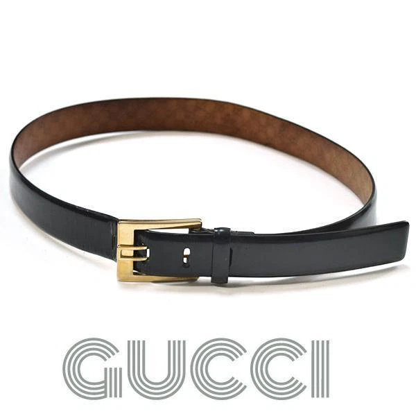 Ceinture en cuir Gucci logo dos motif GG   Noir/Or   Homme/Femme   Unisexe   Taille 8