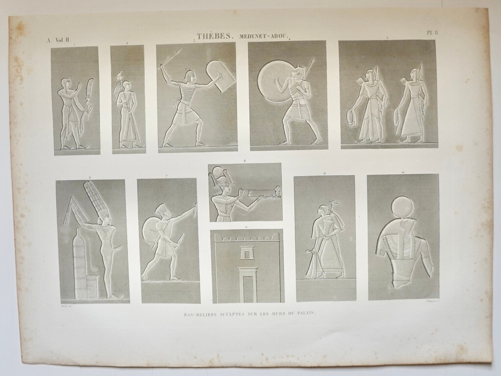 DESCRIPTION EGYPTE NAPOLEON ORIGINAL 1821 THEBES. MEDINEY  ABOU. (pl. 13 A. vo
