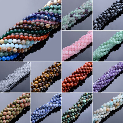 15'' Edelstein Perlen 4/6/8 mm Kugel Schmuckstein Halbedelstein Naturstein Wahlen