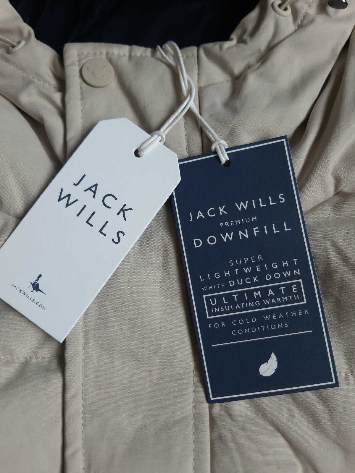 Jack Wills Hatfield Padded Down Jacket Duck Feathers Coat Size XS Stone RRP £149 image 6