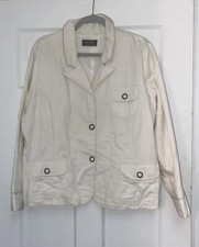 Womens Ivory Large Jacket Cotton Textured Stitch Design Cream Motto