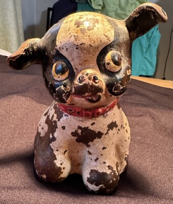 Vintage Hubley Cast Iron Fido Puppy Dog Still Coin Bank