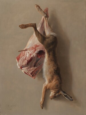 Jean-Baptiste Oudry : ''A Hare and a Leg of Lamb'' (1742) - Giclee Fine Art Print