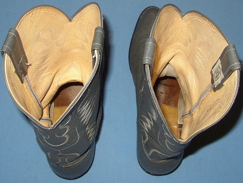 Vintage Nocona Gray Grey 14" Leather Embroidered Cowboy Boots Men's Size 9.5 D - Picture 6 of 10
