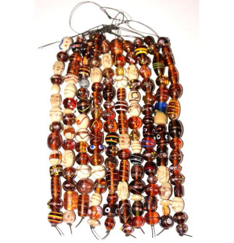 20 Strands Lamp work Glass Beads, Brown Combination for jewelry making. - Picture 1 of 2