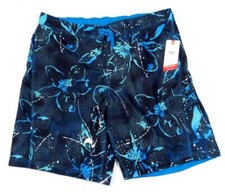 Speedo Blue Black Brief Lined Water Shorts Boardshorts Trunks Men's NWT