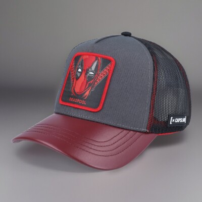 Marvel Deadpool Trucker Hat Capslab Black/Grey/Burgundy SnapBack Cap Comic Rare