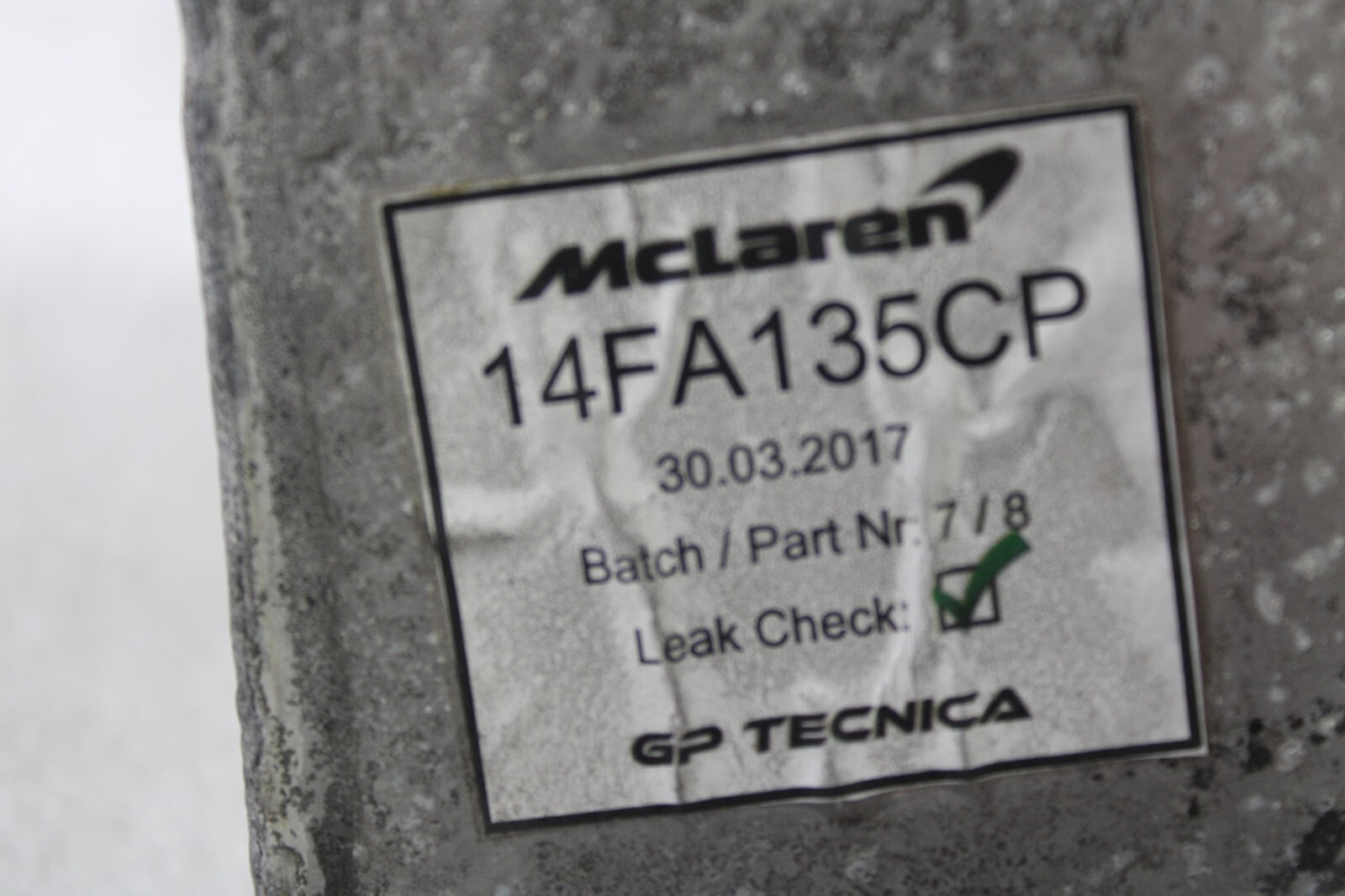 McLaren 720S, Engine Oil Tank Reservoir, Used, P/N 14FA135CP