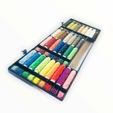 Set of 32 Colorful Spools Matching Bobbins Polyester 402 High Tenacity Thread