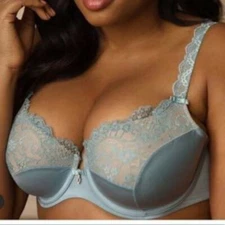 Curvy Couture 1017 Tulip Lace Contour 3 Part Cup Balconette UW Bra NEW
