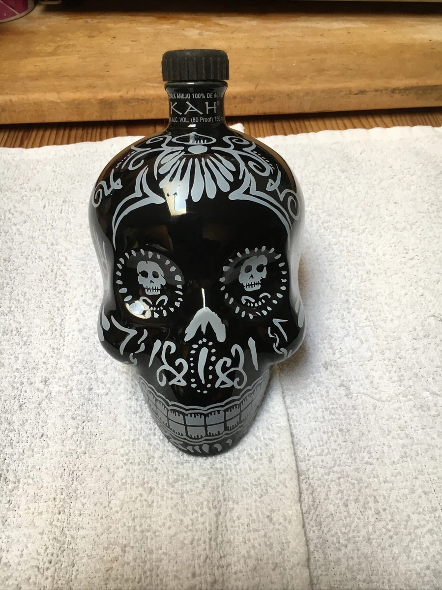 KAH TEQUILA Hand Painted Day of the Dead Sugar Skull Empty Bottles 50 ML  Black | eBay