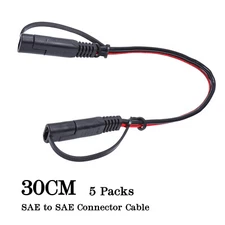5x Car Motorcycle SAE Power Extension Cable 2 Pin Connector Cord 16 AWG Harness