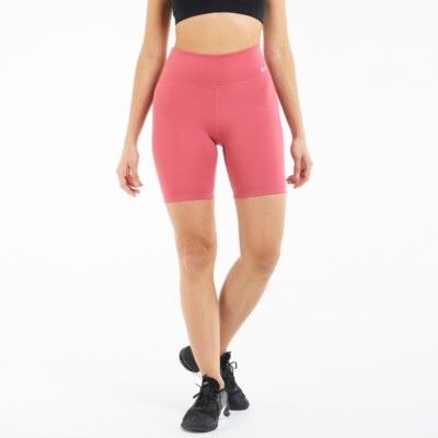 Nike One Tight Fit Biker Shorts Dark Pink Bronze White Swoosh Size