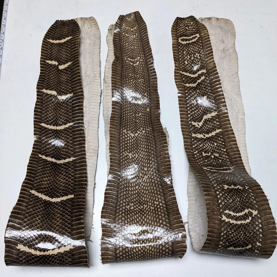 Asia Cobra Snake Skin w/ Hood Mark Snakeskin Hide Leather without Hole Dk Taupe  - Image 2 of 4