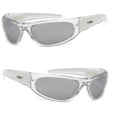 XLoop Mens Womens Sports Sunglasses Clear White Frame Mirror Lens