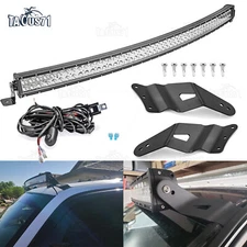 52" Curved LED Light Bar Mount Bracket Hood Pods for GMC Chevy Silverado 99-06