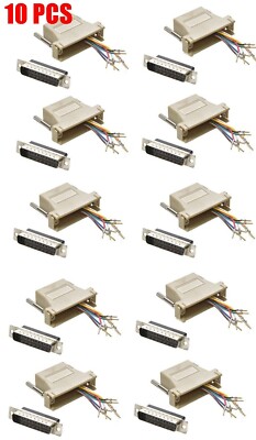 10 Pack DB25 Male Serial to RJ45 Female Network CAT 8P8C 8Wire Adapter Connector