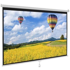 100" Manual Pull Down Projector Screen 16:10 HD 4K with Hanging Hook, White