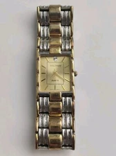 Vtg Waltham Watch XAX71 Men Gold Stainless Steel Rectangular Dial Japan Movement