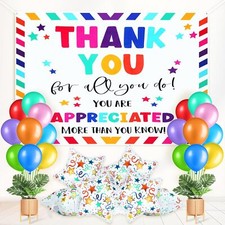 Thank You for All Do Backdrop Banner with 100 Pcs Colors Balloon 5 X 3 Ft