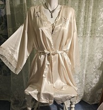 Vintage Val Mode Peignoir Satin gown Robe nightgown  robe set L/M RARE 