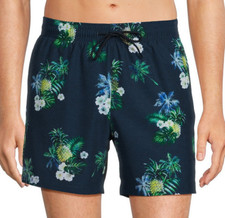 Caribbean Pineapple Tropical Palms 6" Inseam Swim Trunks, XXL- 6" Inseam