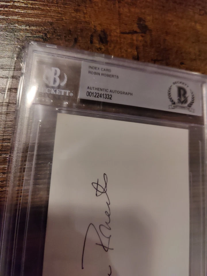 Beckett Authentic Robin Roberts Signed Index Card Hall Of Fame Phillies... - Image 2 of 4