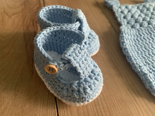 Zapato Bebé Meses Crochet Patucos Artesanal Recién Azul | eBay