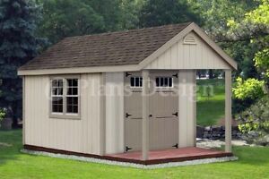 14' x 10' Cabin Loft Backyard Shed with Porch Plans # ...