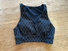 Victoria's Secret Sport Black Geo X-SMALL Cotton Plunge Lined Sport Bra VS