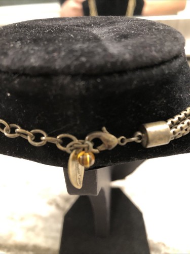 Coldwater Creek Bronze Triple Strand Necklace w/ Faceted Acrylic Pendant - Picture 6 of 14