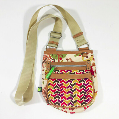 Lily Bloom Fox and Owl Cross Body Messenger Bag 6.5 x 7.5 x 2 inches