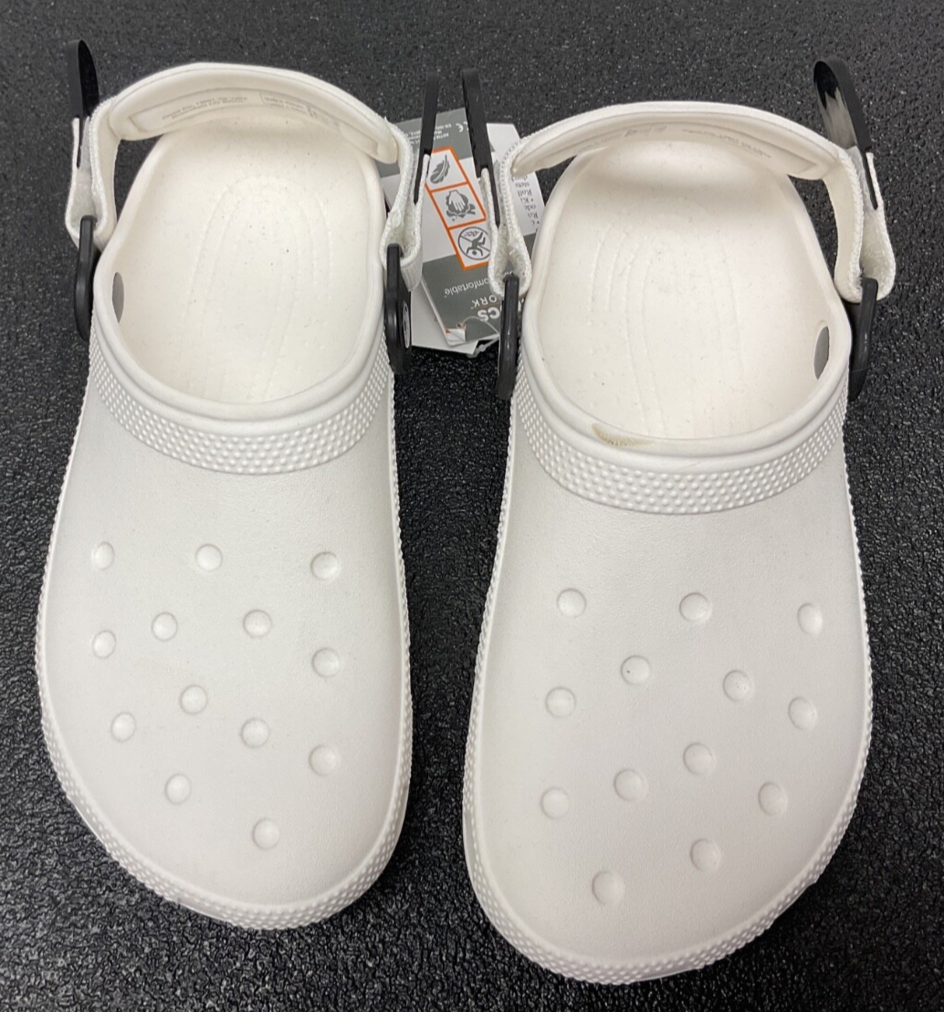 New Unisex Work Crocs Classic Work Clog/mens 10/women 12 White