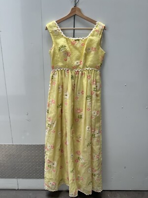 Vintage 1960s Yellow Floral Maxi Formal Bridesmaid Dress MCM | eBay