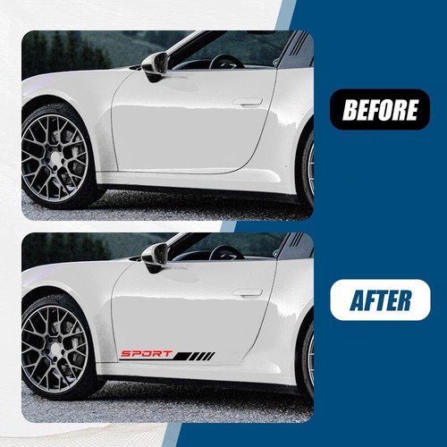 2x Car Door Side Skirts SPORT Sticker Decal Reflective Racing Sticker Black&Red - Picture 16 of 16