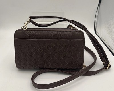 KARLA HANSON Ellen RFID Blocking MAHOGANY Brown Woven Crossbody Phone Wallet