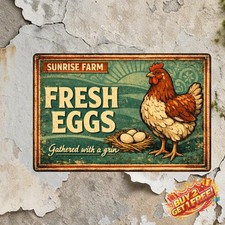 What Happens In The Coop Chicken Egg Metal Tin Sign Retro Farm Decor 8x12