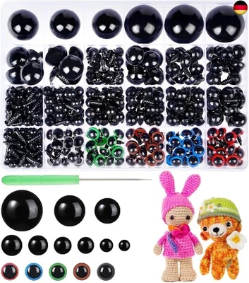 BESUCHE DEN MUCUNNIA-STORE 816 Stück 6-30 MM Bunte Sicherheitsaugen für Häkeltiere aus Kunststoff Häkel Aug