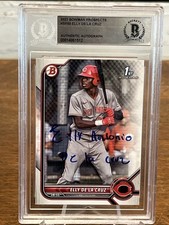 ELLY DE LA CRUZ 2022 BOWMAN PROSPECTS #BP-50 PAPER 1ST RC Hand Autograph BGS