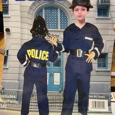 Unbranded Police Costume Child's Size Medium Blue Jacket/Pants/Belt NEW 6 7 8