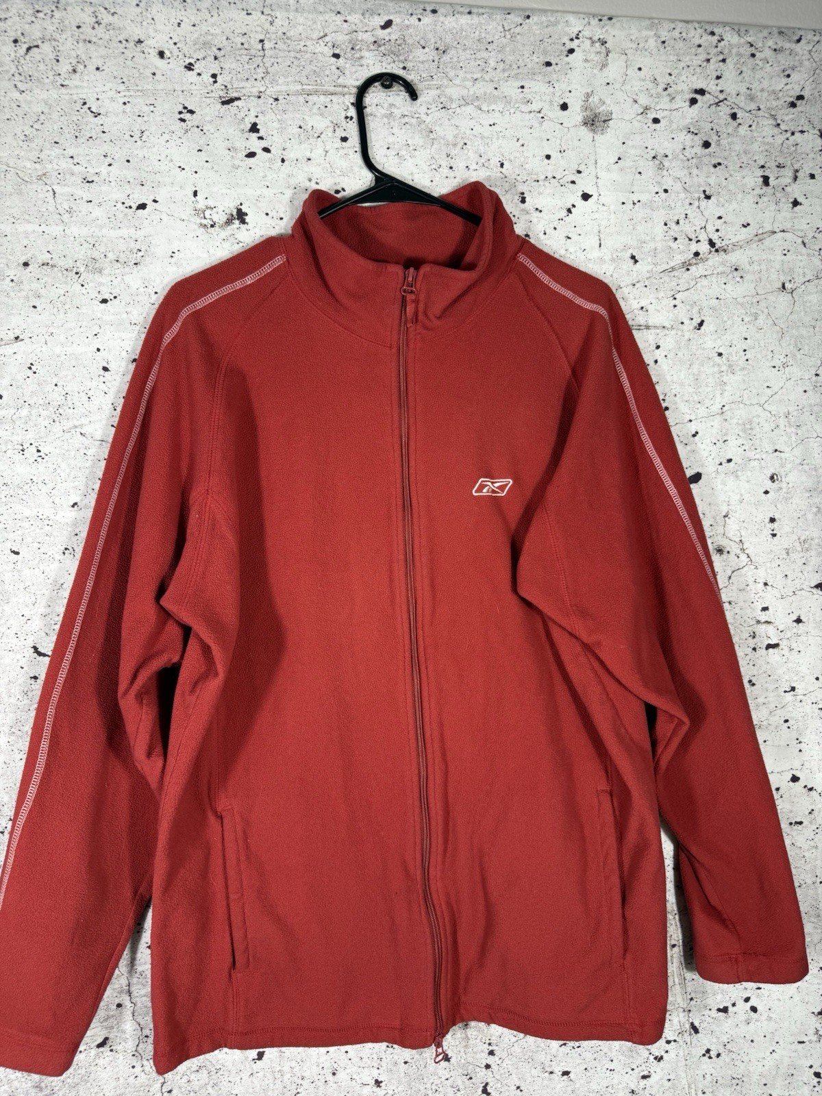 Men’s Vintage 90s Reebok Full Zip Fleece Jacket Red Size XL image 2