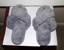 Gray Fuzzy Fluffy Fur Slides Open Toe House Slippers Women  s EU Size 42