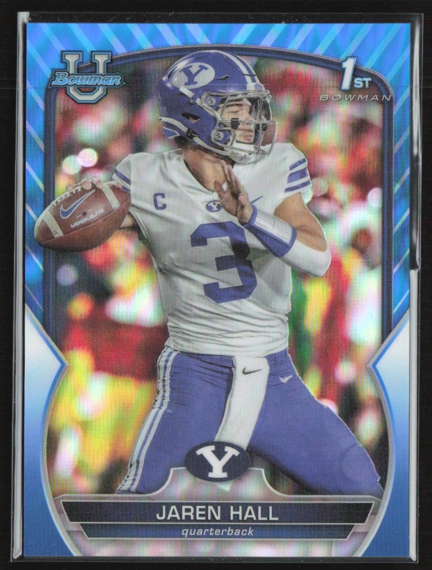 Jaren Hall 2022 Bowman University Chrome Blue Refractor /199 #85 BYU Cougars
